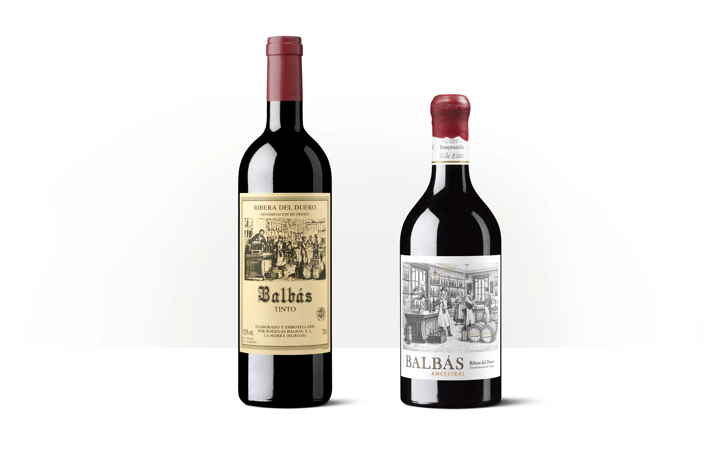 Siluetas de dos botellas de Balbás Ancestral