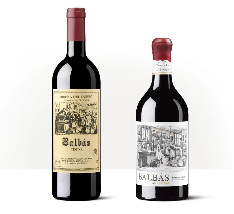 Siluetas de dos botellas de Balbás Ancestral