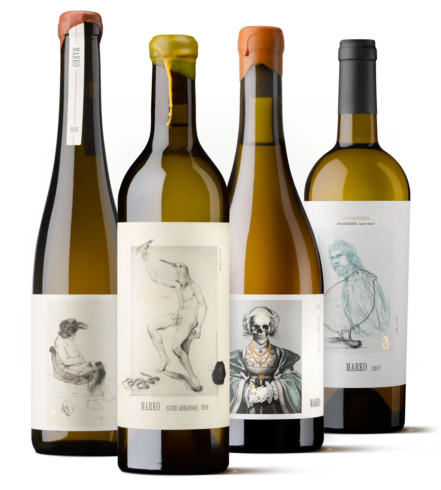 Silueta de una botella de Marko Late Harvest, txakoli de Oxer Wines.