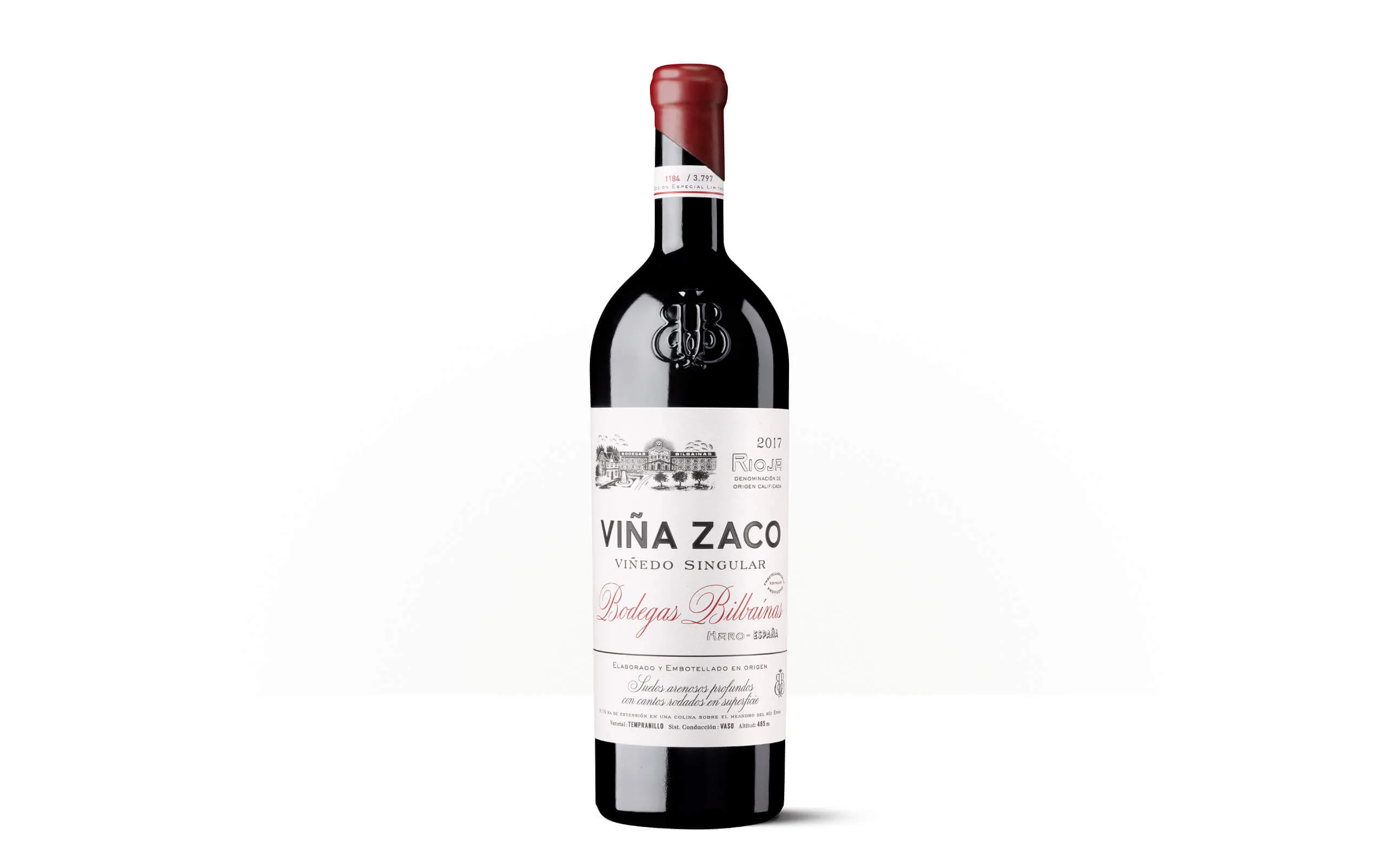Silueta de una botella de Viña Zaco, con etiqueta de estilo clásico y diseño renovado.