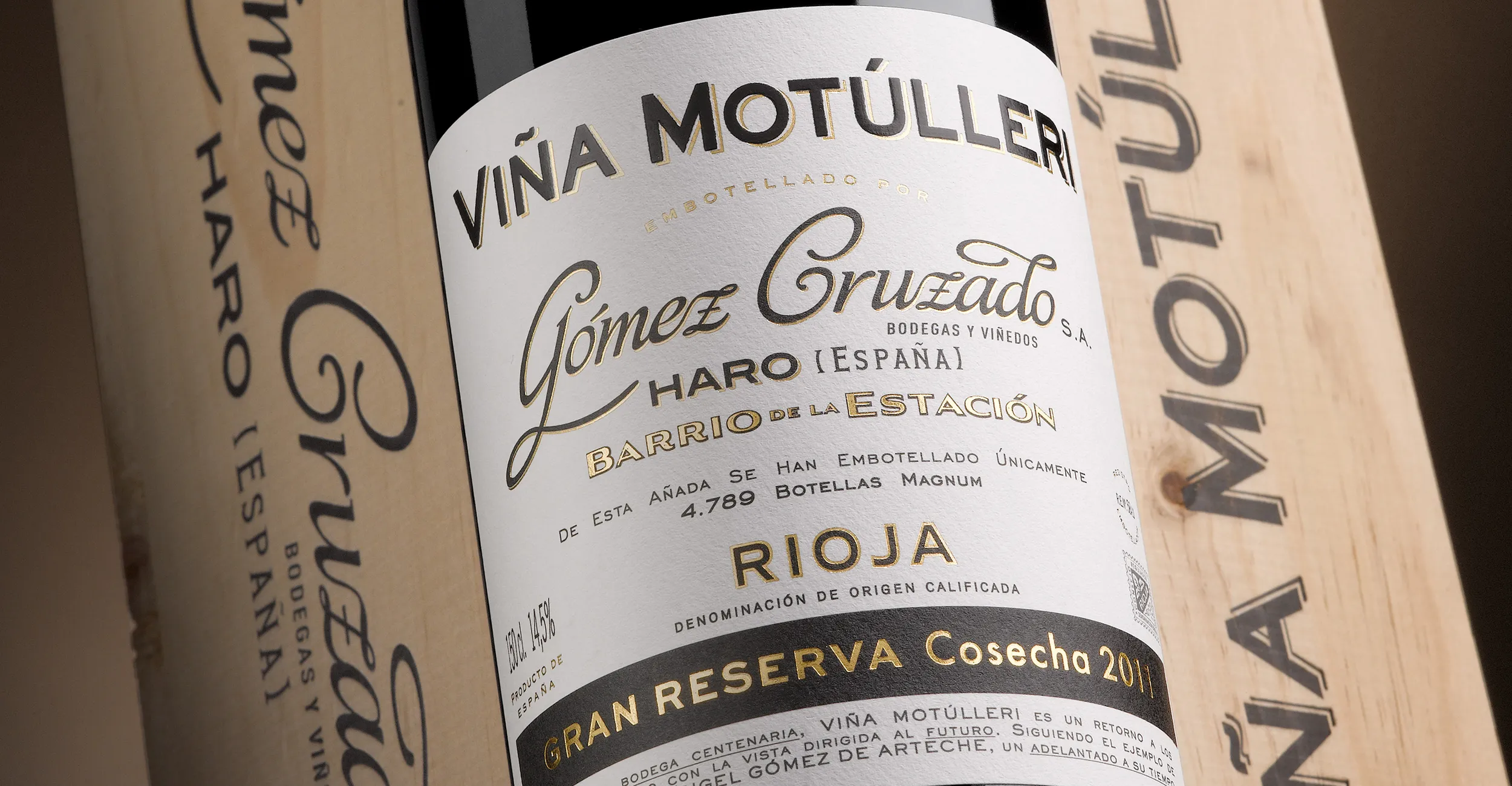 Detalle del diseño de packaging de Viña Motúlleri.